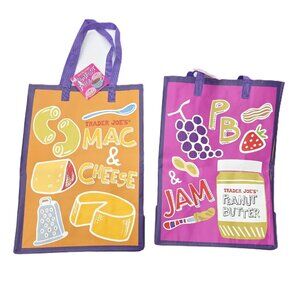 Trader Joe's Mac & Cheese Reusable Shopping Bag Tote 6 Gallon Lot of 2